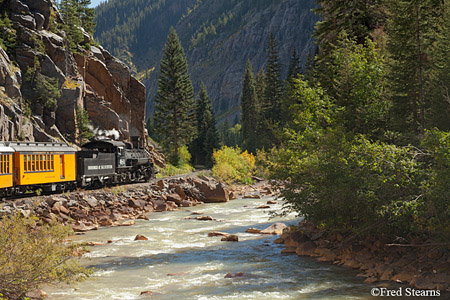 Durango and Silverton Narrow Gauge Railroad Engine 481 Animas River